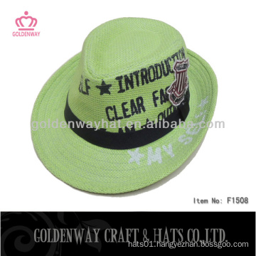 lovely custom design high printing fedora hats for kids paper straw summer cowboy hat